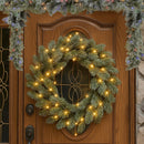 Christabelle 61cm Christmas Wreath Snowy Stamford Spruce with Coloured LED Lights Front Door Decoration Ornament - RnR Galore