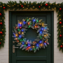Christabelle 76cm Christmas Wreath Snowy Stamford Spruce with LED Lights Front Door Decoration Ornament - RnR Galore