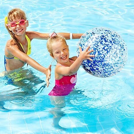 Christmas 10 Pcs Inflateable Sequin Glitter Beach Balls, 24 Inch and 16 Inch Jumbo Pool Confetti Glitter Balls, Swimming Pool Beach Toys for Summer Favor Decorations - RnR Galore