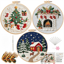 Christmas Embroidery DIY Kit with 20CM Faux Bamboo Hoop - Nordic Style Cross Stitch Material Pack (Style 2) - RnR Galore