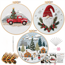 Christmas Embroidery DIY Kit with 20CM Faux Bamboo Hoop - Nordic Style Cross Stitch Material Pack (Style 4) - RnR Galore