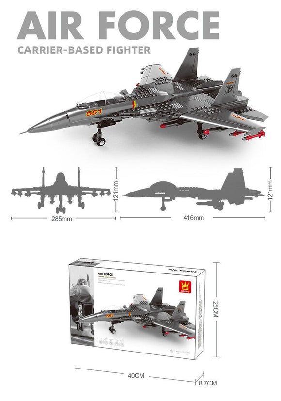 Christmas gift J - 15 Carrier - Based Fighter Jet Building Blocks Set, 272 Pieces Military Aircraft Model Kit for Kids Aged 6+ & Enthusiasts（J15 carrier aircraft） - RnR Galore