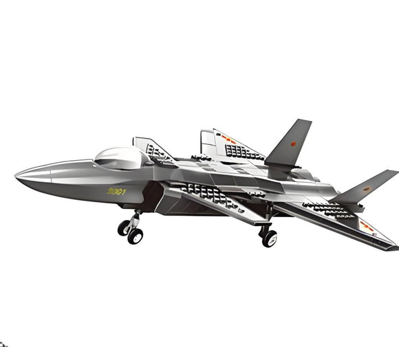 Christmas gift J - 20 Stealth Fighter Jet Building Blocks Set, 229 Pieces Military Aircraft Model Kit for Kids Aged 6+ & Enthusiasts（J20 fighter） - RnR Galore