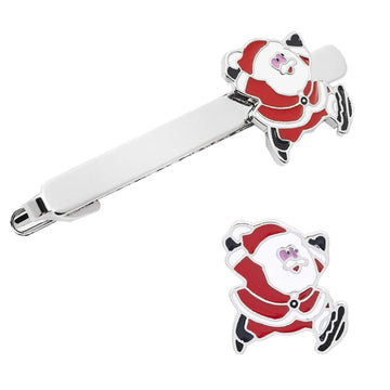 Christmas Tie Clip 2 pcs, Stylish Santa Tie Clip, Compatible with Christmas Wedding Winter Accessories, Bar Buckle Tie Clip - RnR Galore