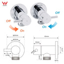 Chrome Round Wall Mounted 1/4 Turn Hot Cold Tap Pair Set For Washing Machine - RnR Galore