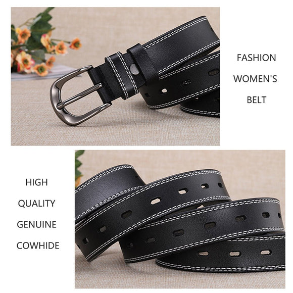 Classic Leather Belts for Women, Joyreap Genuine Leather Womens Belts Alloy Pin Buckle (White) - RnR Galore