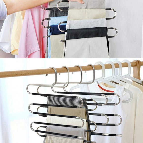Clothes Hanger 4pcs S Shape Non Slip Multi Layer Trousers Rack Closet Organiser - RnR Galore