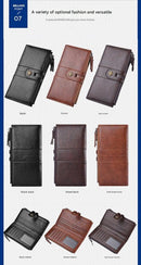 Coffee Men's Vintage PU Leather Long Wallet - High Capacity Dual Zipper Clutch with Phone & Card Slots - RnR Galore