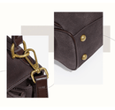 Coffee Women's Vintage Suede Satchel Bag - Elegant Top Handle Purse with Gold Lock - RnR Galore