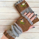 Color - Block Bird Embroidered Fingerless Knit Gloves – Warm, Flexible, Perfect for Daily Autumn/Winter Use, 8.5×22cm Stylish Practical Commute Hand - Warming Essential(GREEN) - RnR Galore