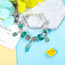 Colorful Cat Eye Glass Bead Clover Pendant Bracelet(18cm) - RnR Galore
