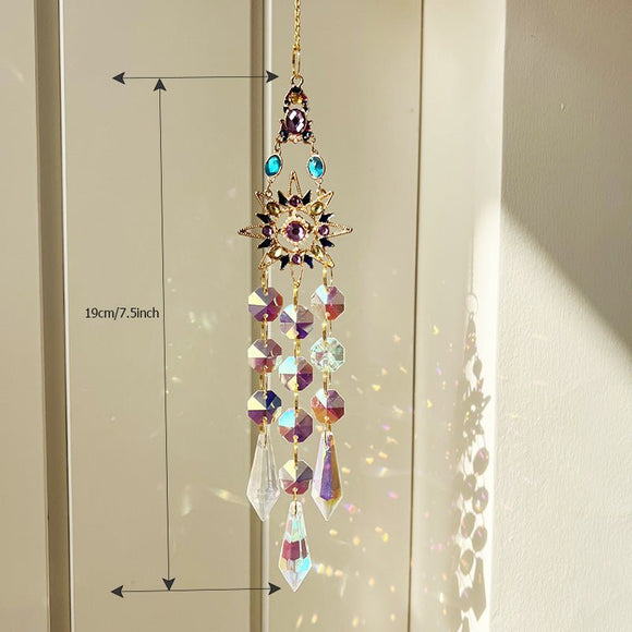 Colorful Dazzling Celestial Crystal Suncatcher - Moon Shape Rainbow Maker Window Hanging Ornament - RnR Galore