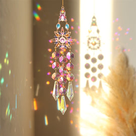 Colorful Dazzling Celestial Crystal Suncatcher - Moon Shape Rainbow Maker Window Hanging Ornament - RnR Galore