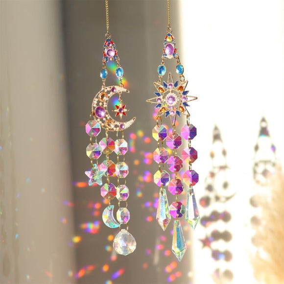Colorful Dazzling Celestial Crystal Suncatcher - Star Shape Rainbow Maker Window Hanging Ornament - RnR Galore