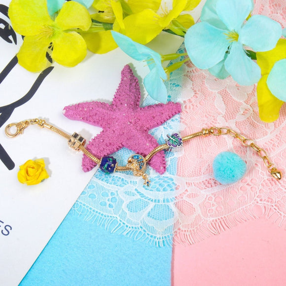 Colorful Leaf Moon Star Pendant Versatile Gold Bracelet(19cm) - RnR Galore