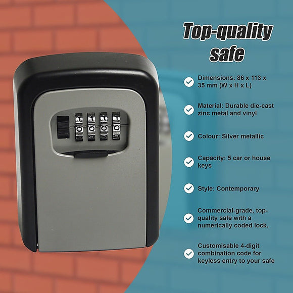 Commercial Grade Lock Wall Mounted Key Safe Storage Lock Box security - RnR Galore