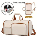Convertible Travel Garment Bag Large Duffel Suit Carrier with Shoe Compartment & Hidden Backpack Straps Waterproof Beige White - RnR Galore