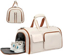 Convertible Travel Garment Bag Large Duffel Suit Carrier with Shoe Compartment & Hidden Backpack Straps Waterproof Beige White - RnR Galore