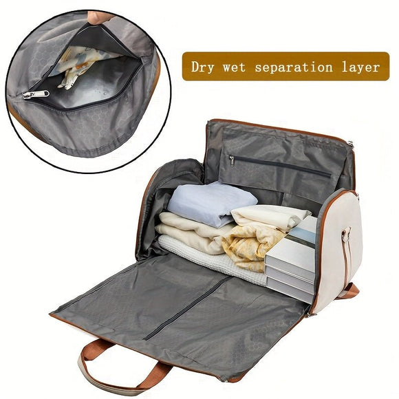 Convertible Travel Garment Bag Large Duffel Suit Carrier with Shoe Compartment & Hidden Backpack Straps Waterproof Black - RnR Galore