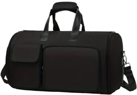 Convertible Travel Garment Bag Large Duffel Suit Carrier with Shoe Compartment & Hidden Backpack Straps Waterproof Black - RnR Galore