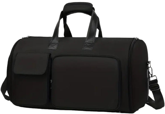 Convertible Travel Garment Bag Large Duffel Suit Carrier with Shoe Compartment & Hidden Backpack Straps Waterproof Black - RnR Galore