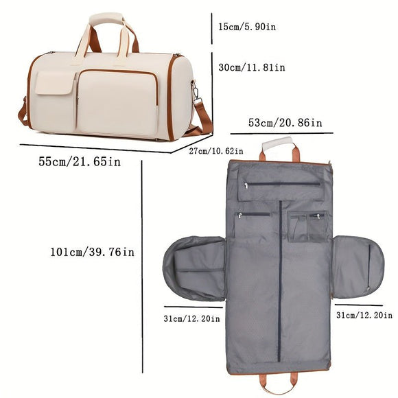 Convertible Travel Garment Bag Large Duffel Suit Carrier with Shoe Compartment & Hidden Backpack Straps Waterproof Blue - RnR Galore