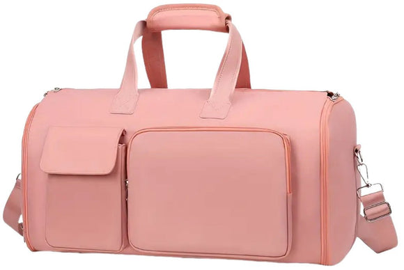Convertible Travel Garment Bag Large Duffel Suit Carrier with Shoe Compartment & Hidden Backpack Straps Waterproof Light Pink - RnR Galore