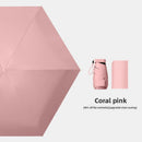 Coral pink Compact Mini Travel Umbrella UPF50+ UV Protection Waterproof 6 - Fold Flat Design Lightweight Sun & Rain Parasol for Handbag - RnR Galore