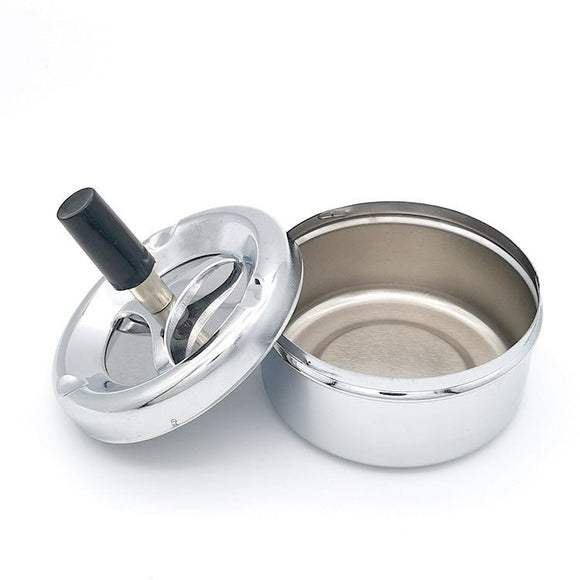 Creative Ashtray, Large Circular Metal Ashtray with Rotating Tray, Press - Type Design - RnR Galore