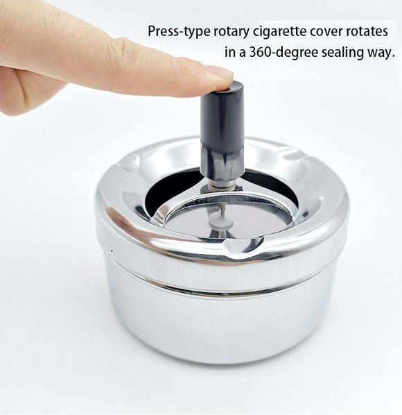 Creative Ashtray, Large Circular Metal Ashtray with Rotating Tray, Press - Type Design - RnR Galore
