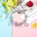 Cute Heart - shaped Beaded Bracelet with Rhinestones(19cm) - RnR Galore