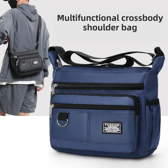 Dark Blue Men's Waterproof Oxford Cloth Crossbody Bag - Durable Anti - Theft Shoulder Backpack for Business, Travel & 10 - inch Tablet - RnR Galore