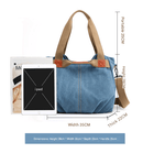 Dark Blue Women's Retro Canvas Tote Bag Large Capacity Shoulder Handbag Adjustable Crossbody Strap 35cm for Travel Work & Daily Use - RnR Galore