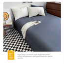 Dark gray and light gray Washed Cotton Bedding Set - Solid Color Fitted Sheet Style, 4 - Piece Set for 1.5m Bed, Includes 10 Random Color Quilt Fasteners - RnR Galore