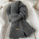 Dark Grey Alpaca Wool Blend Solid Color Knitted Scarf for Women Winter New Style Student High Quality Couple Woolen Neck Warmer - RnR Galore