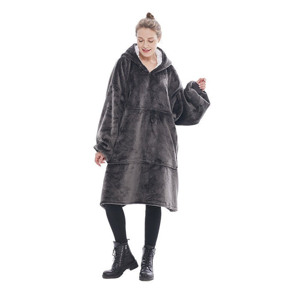 Dark Grey Oversized Wearable Blanket Hoodie - Ultra Soft & Cozy Snuggle Pullover for Adults - RnR Galore