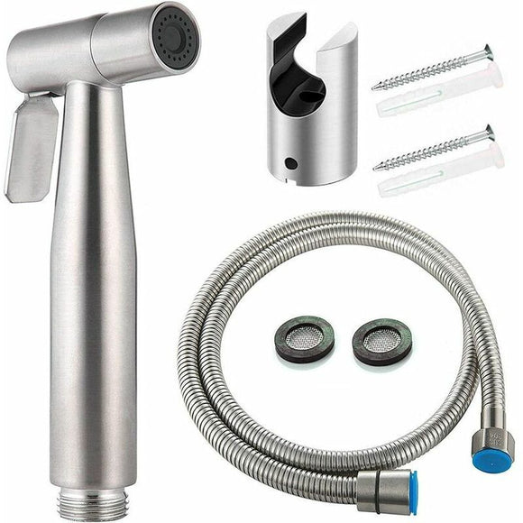 DEBUNS Toilet Bidet Kit with Shower Head, Handheld Sprayer with Hose, Stainless Steel Holder and 2 Seals - RnR Galore