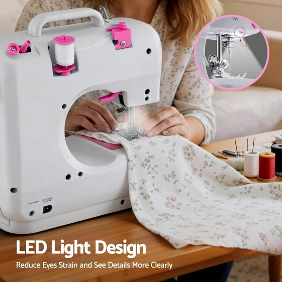 Devanti 12 Stitches Mini Sewing Machine for Beginners Portable Sewing Machine Kit with LED Lights - RnR Galore