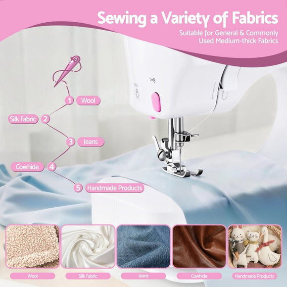 Devanti 12 Stitches Mini Sewing Machine for Beginners Portable Sewing Machine Kit with LED Lights - RnR Galore