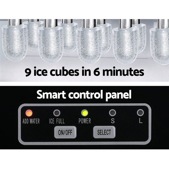 Devanti 12kg Ice Maker Machine w/Self Cleaning Silver - RnR Galore