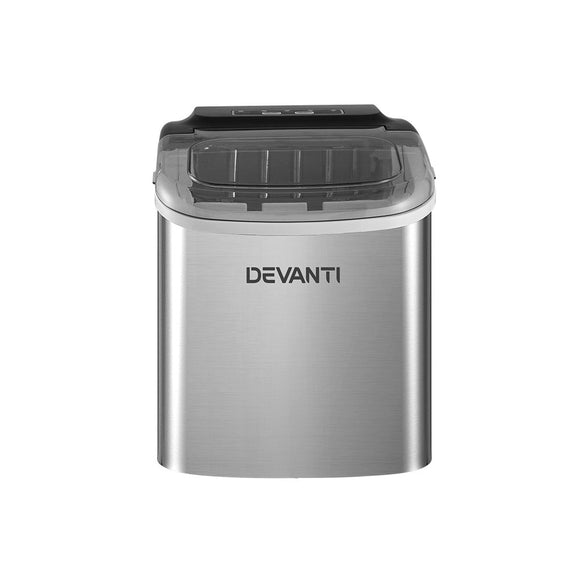 Devanti 12kg Ice Maker Machine w/Self Cleaning Silver - RnR Galore