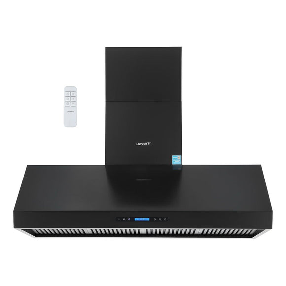 Devanti 1500mm Commercial BBQ Range Hood Dual Motor W/ Remote Control Black - RnR Galore
