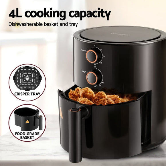 Devanti 4L Air Fryer Knob Control 1500W - RnR Galore