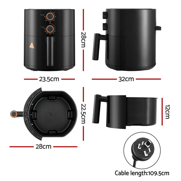 Devanti 4L Air Fryer Knob Control 1500W - RnR Galore