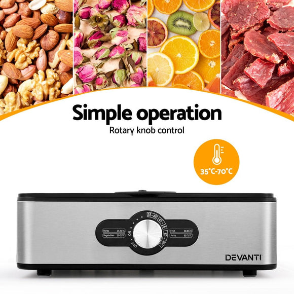Devanti 5 Trays Food Dehydrator Stainless Steel Tray - RnR Galore