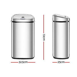 Devanti 50L Motion Sensor Bin Rubbish Automatic Silver - RnR Galore