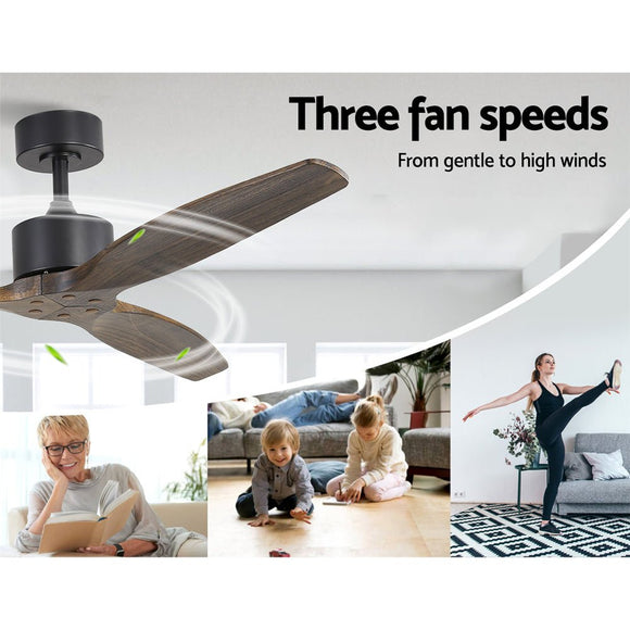 Devanti 52'' Ceiling Fan AC Motor 3 Blades w/Remote - Dark Wood - RnR Galore