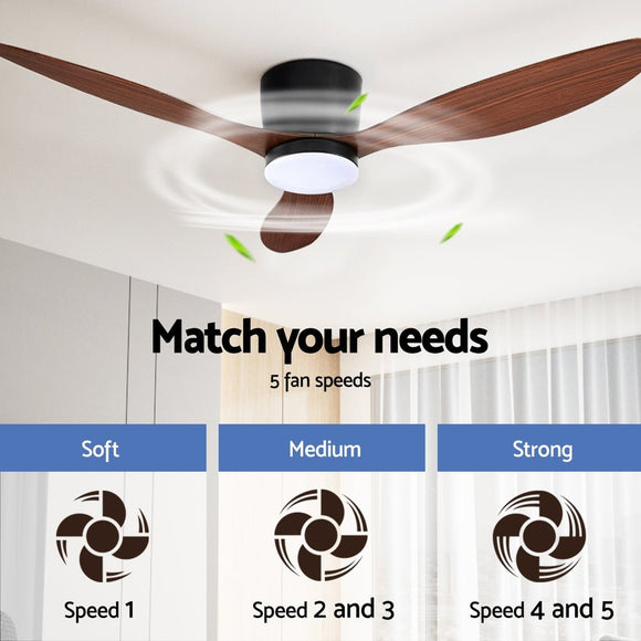 Devanti 52'' Ceiling Fan DC Motor w/Light w/Remote - Dark Wood - RnR Galore
