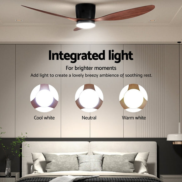 Devanti 52'' Ceiling Fan DC Motor w/Light w/Remote - Dark Wood - RnR Galore