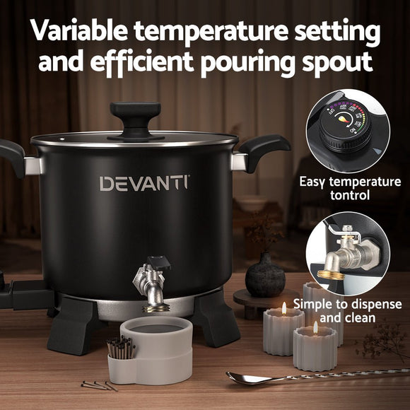 Devanti 5L Wax Melter Candle Making 1200W Melting Pot Furnace Quick Pour Spout Soy Soap - RnR Galore